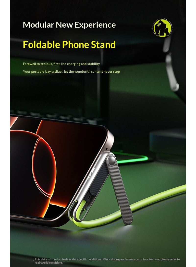 WEKOME Dynamic Series 240W Fast Charging Stand & Data Cable | Zinc Alloy Foldable Phone Stand, USB-A to USB-C, Thickened Cable, All-Scenario Fast Charging (Green) - Image 5